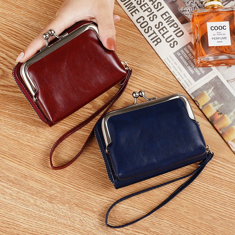 Retro Style Clip Bag Personalized Mini Multi-Compartment Card Slot Card Bag Coin Bag Hand-Held Small Bag - Image 3