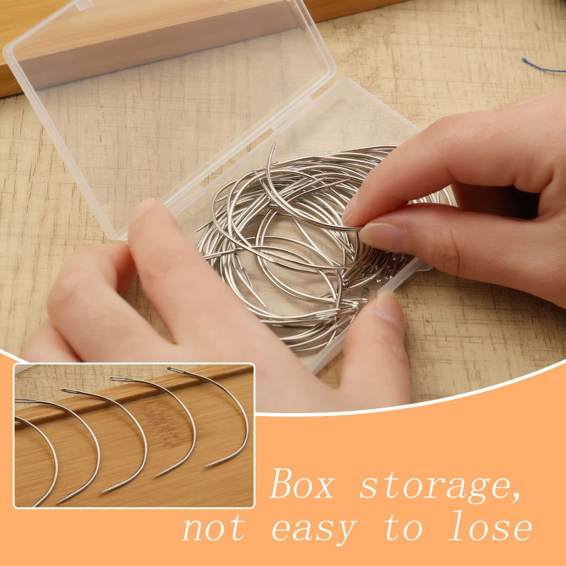 ZMAAGG 50 PCS Curved Needles, Sewing Needles, Leather and Weaving Needles for Carpet Leather Canvas Repairing, Blocking Knitting, Modelling and Crafts - Image 4