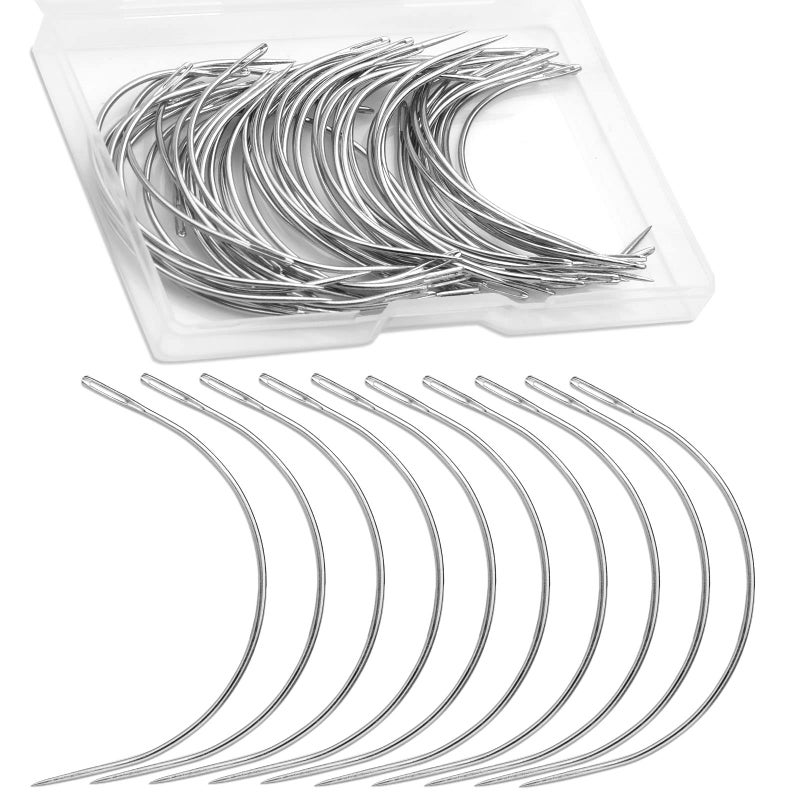 ZMAAGG 50 PCS Curved Needles, Sewing Needles, Leather and Weaving Needles for Carpet Leather Canvas Repairing, Blocking Knitting, Modelling and Crafts - Image 1
