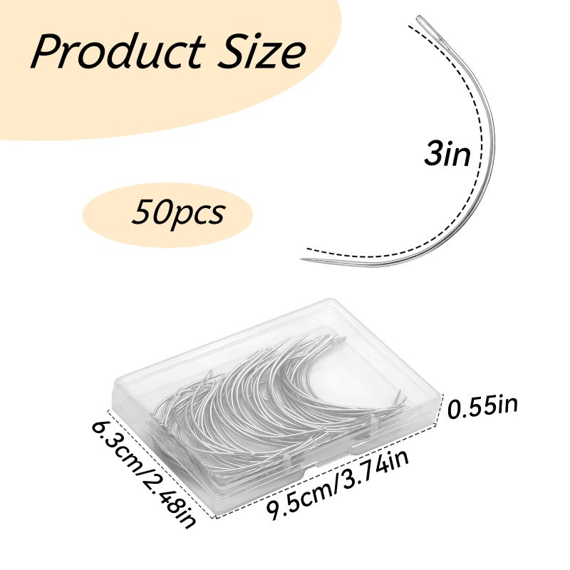 ZMAAGG 50 PCS Curved Needles, Sewing Needles, Leather and Weaving Needles for Carpet Leather Canvas Repairing, Blocking Knitting, Modelling and Crafts - Image 2