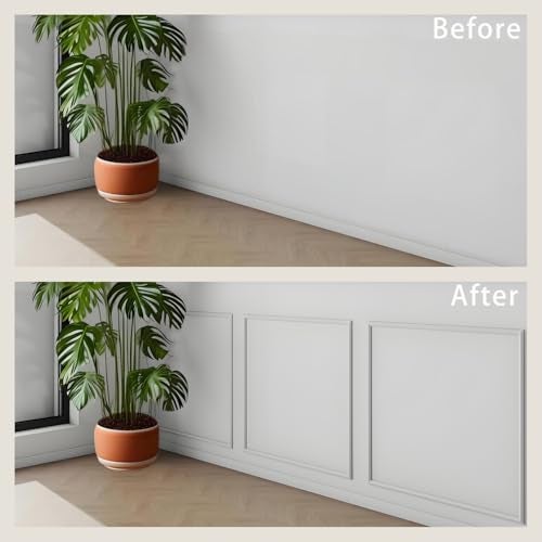 TRAIN2 ART 3 Set Peel and Stick Wall Molding Kit,24" x 24" Premade Self Adhesive Wainscoting Panels,Ready to Assemble Accent Molding Trim for Interior Wall Moulding Decor - Image 3