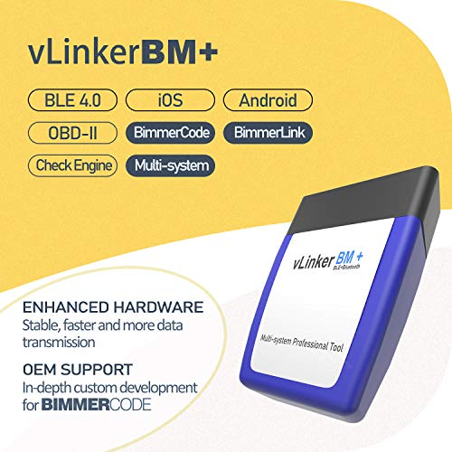 Vgate vLinker BM Plus Bluetooth BLE OBD2 Scanner for BMW/Mini, Works with iPhone & Android Unlock Car Hidden Features in BimmerCode, OBD II Diagnostic Tool - Image 3