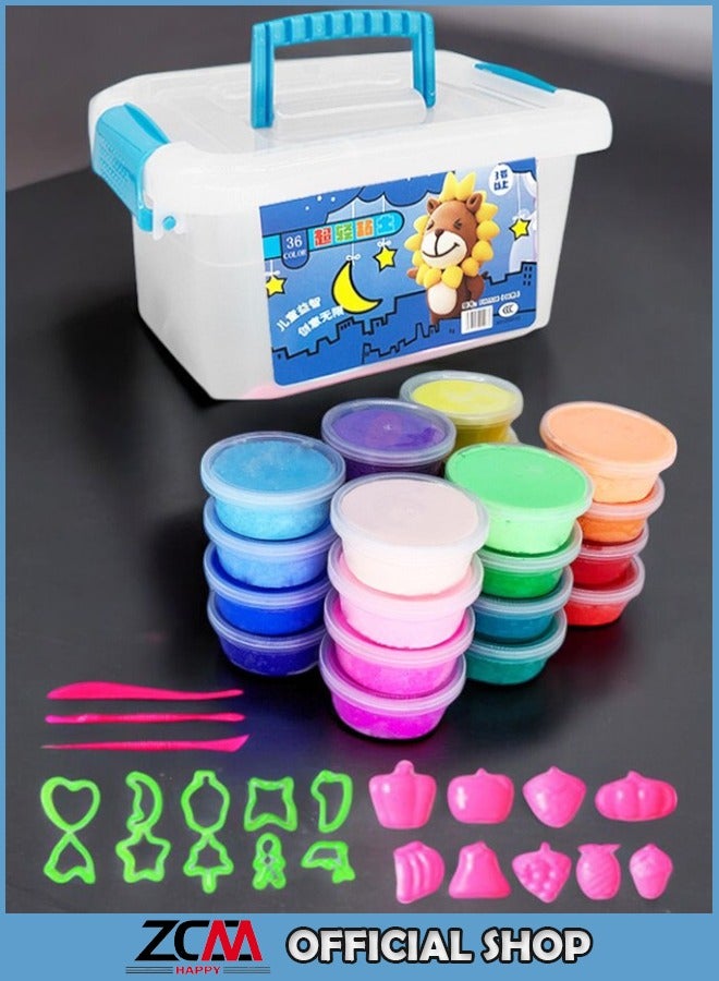 ZCM-HAPPY 36-Color Children's Clay Plasticine Set with Storage Box and Many Molds – Handmade Space Mud for Creative Play - Image 1