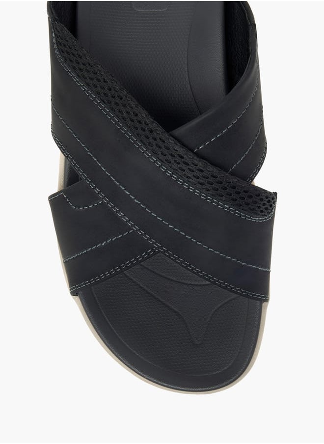 LBL by Shoexpress Men Stitch Detail Slip-On Cross-Strap Sandals  - Image 3