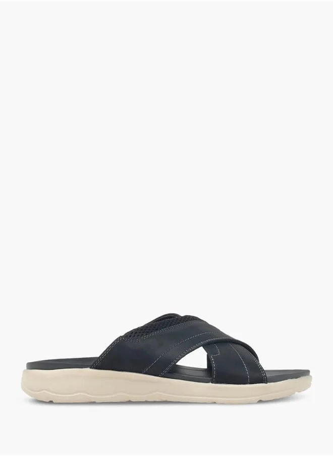 ال بي ال من شو اكسبرس Men Stitch Detail Slip-On Cross-Strap Sandals