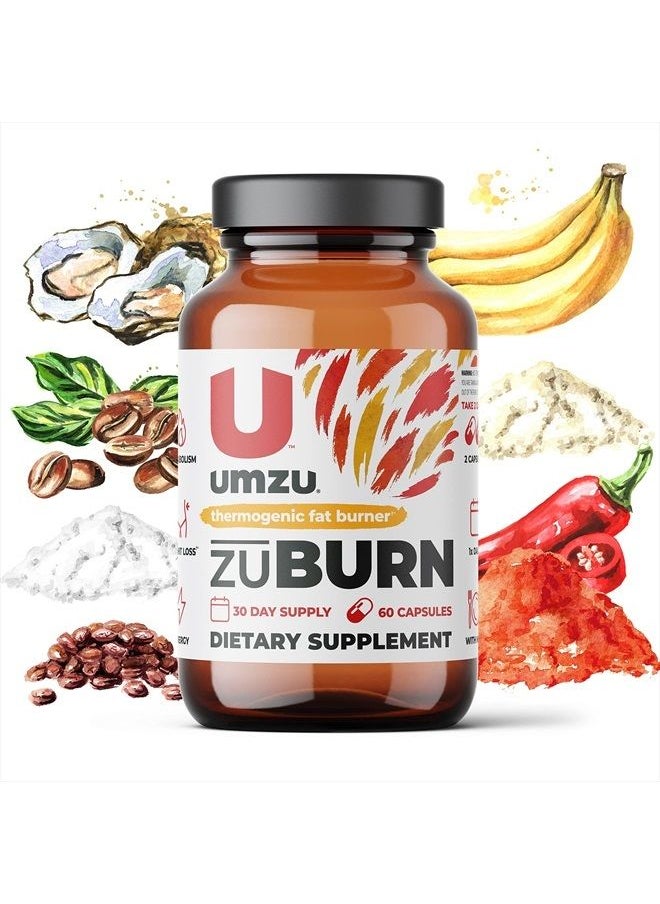 UMZU - zuBurn - Thermogenic Supplement to Support Metabolism and Energy, Thermogenic Fat Burner, Blend of Vitamins and Caffeine - (30 Day Supply 60 Capsules) - Image 1