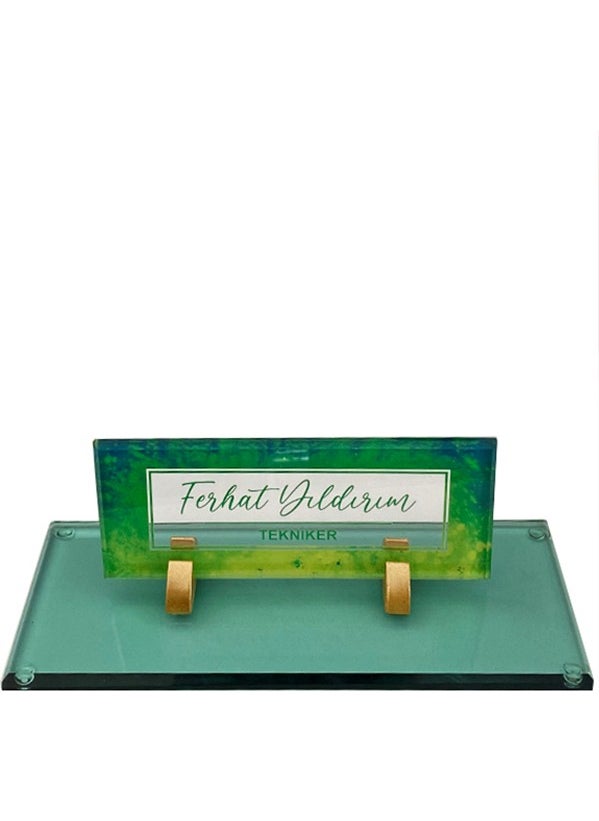 Mert Kristal - UV Printed Desk Name Tag, Office Office Official Gift, Desktop Name Tag - Image 1