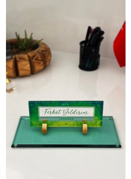 Mert Kristal UV Printed Desk Name Tag, Office Office Official Gift, Desktop Name Tag  - Image 4