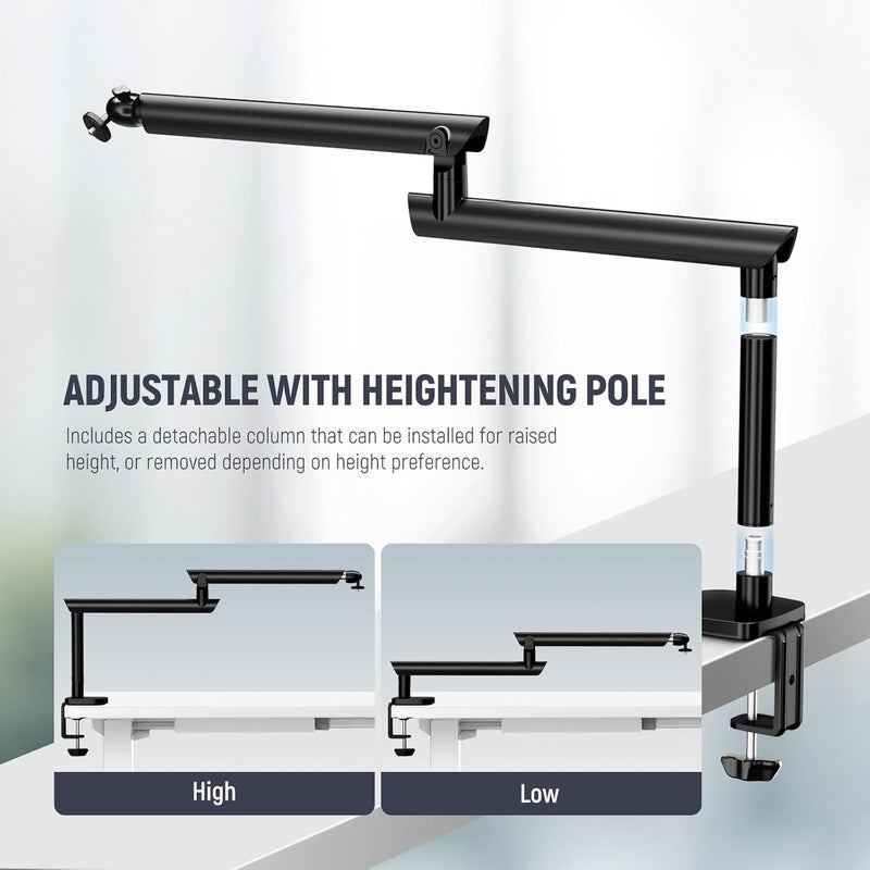 Neewer Heavy load resistant Microphone Stand, Low Profile Damped Mic Holder Boom Arm Desk Mount with Ball Head & 3/8" 5/8" Adapters Compatible with Blue Yeti Snowball HyperX QuadCast SoloCast Shure, Max Load 3.3 lb, MS007 Personal & public compatible - Image 4