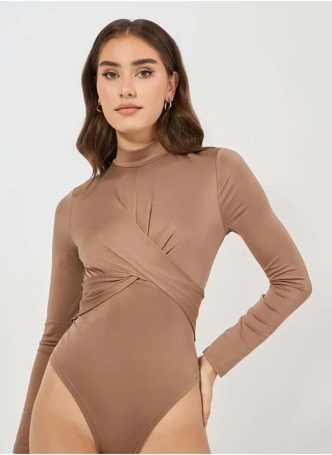 ستايلي Wrap Front Detail Turtle Neck Bodysuit