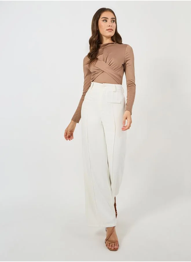 ستايلي Wrap Front Detail Turtle Neck Bodysuit