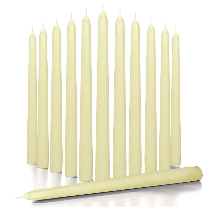 CANDWAX 10 inch Taper Candles Set of 12  Dripless Taper Candles Ivory and Unscented Candlesticks  Perfect as Dinner Candles and Household Candles  Pearl Candles