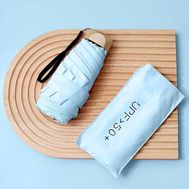 WOOMZY Compact Travel Umbrella, Portable Mini Travel Sun Rain Beach Golf- Elegant Slim Design Small Pocket Umbrella for Rain, UV Protection Lightweight Umbrellas for Girls and Women (P-SkyBlue) - Image 2