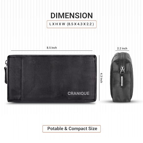 Cranique Polyester Travel Organizer Gadget Case | Electronic Accessories Storage Pouch for Power Adapters, Power Bank, Cables, Dongle, Pen Drives, Laptop Charger Pouch Pack of 2 (QP1-BLACK-2Q) - Image 5