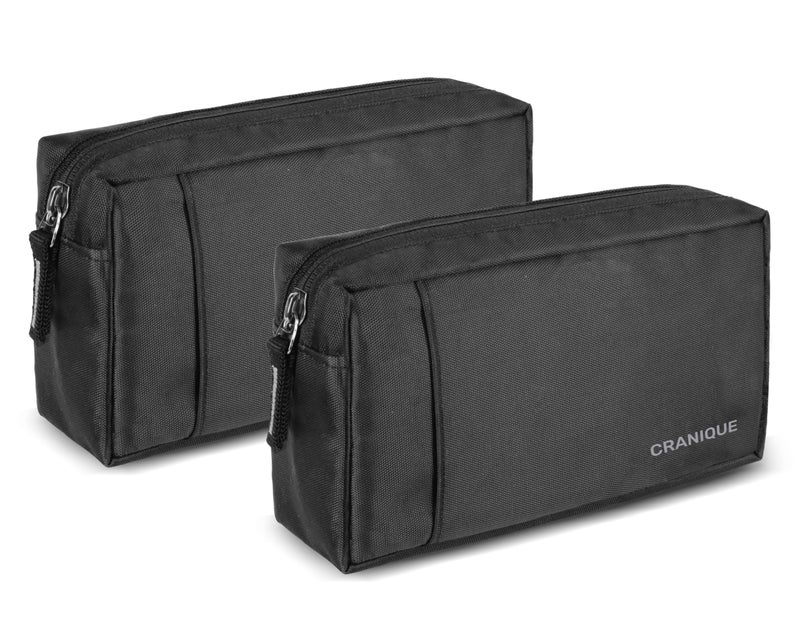 Cranique Polyester Travel Organizer Gadget Case | Electronic Accessories Storage Pouch for Power Adapters, Power Bank, Cables, Dongle, Pen Drives, Laptop Charger Pouch Pack of 2 (QP1-BLACK-2Q) - Image 1