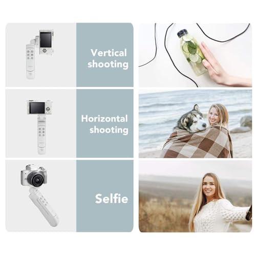 AODELAN Wireless Shooting Grip Tripod with Remote Control for Vlogging, for Sony ZV-E10,ZV-1,ZV-1 II, ZV-1F, a6100, a6400, a6600, a7 III, a7R III, a7R IV, a9, a9 II, Replace Sony GP-VPT2BT（White - Image 5