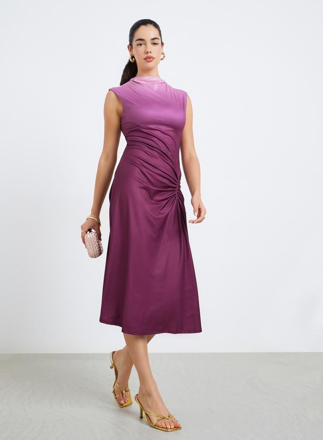 Styli Women Ruched Ombre Look Sheath Midi Dress - Image 3