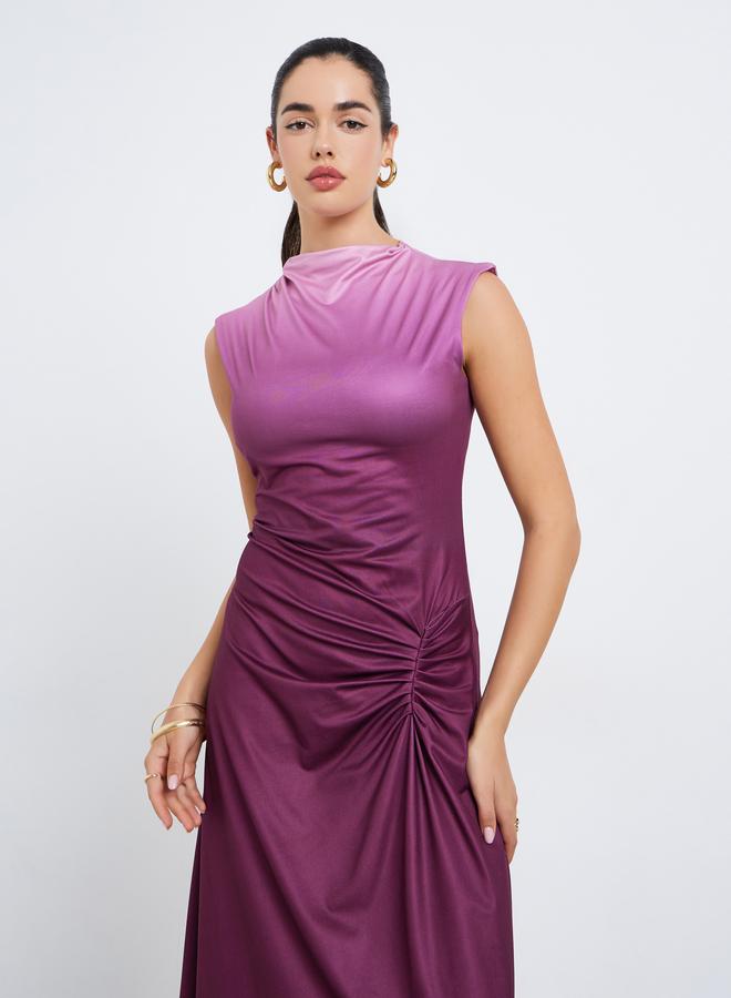 Styli Women Ruched Ombre Look Sheath Midi Dress - Image 2