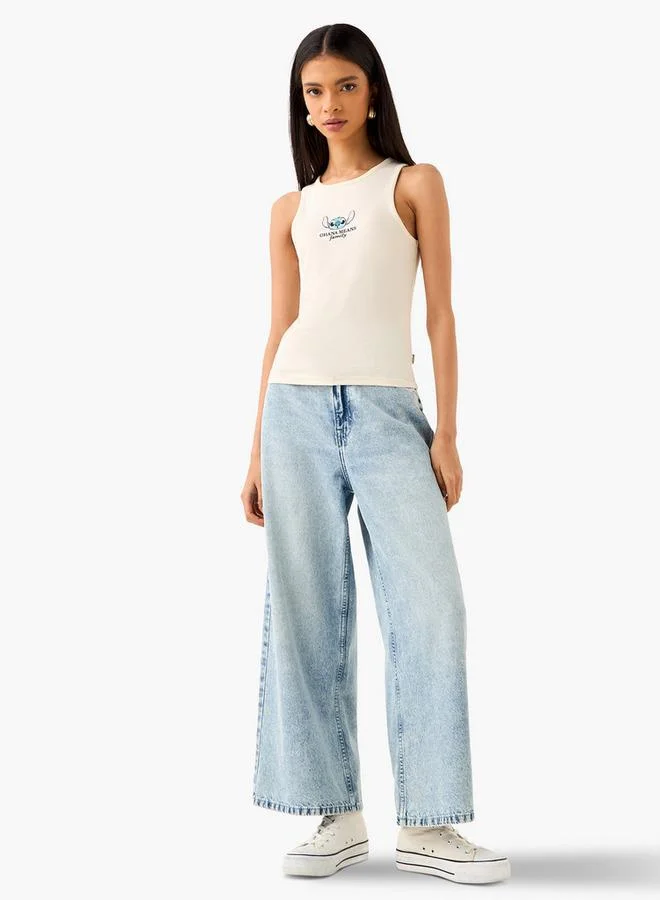 SP Characters Stitch Print Ribbed Tank Top