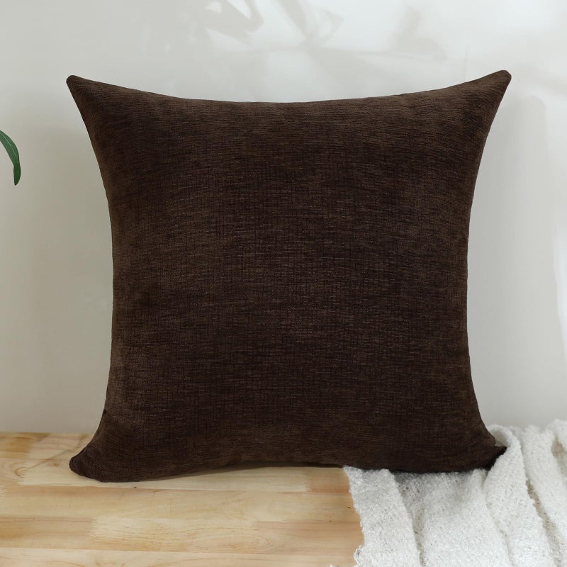 Jeneoo Coffee Brown Decorative Throw Pillow Covers Soft Chenille Comfy Square Couch Cushion Cases for Living Room Sofa Decor (Set of 2, 18 x 18 Inches) - Image 3