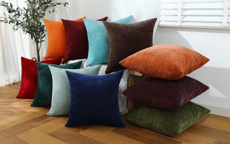 Jeneoo Coffee Brown Decorative Throw Pillow Covers Soft Chenille Comfy Square Couch Cushion Cases for Living Room Sofa Decor (Set of 2, 18 x 18 Inches) - Image 5