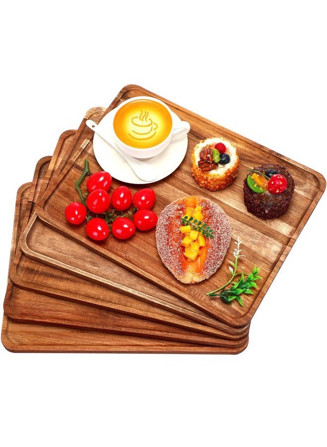Roowest 5 Pack Solid Acacia Wood Serving Trays Rectangular Wooden Board for Food Appetizer Serving Tray Plates for Vegetables Fruit Charcuterie Cheese Platters Home Decor(13 x 9 Inch) - Image 1
