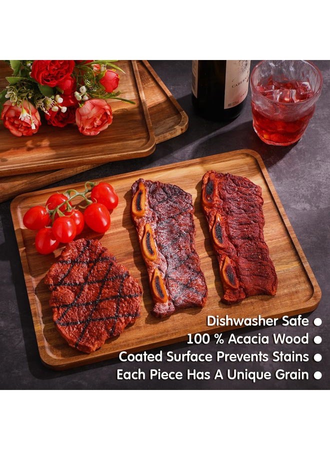 Roowest 5 Pack Solid Acacia Wood Serving Trays Rectangular Wooden Board for Food Appetizer Serving Tray Plates for Vegetables Fruit Charcuterie Cheese Platters Home Decor(13 x 9 Inch) - Image 5