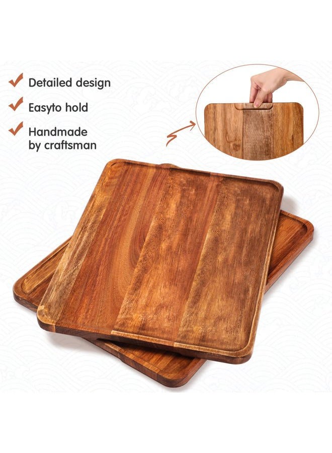 Roowest 5 Pack Solid Acacia Wood Serving Trays Rectangular Wooden Board for Food Appetizer Serving Tray Plates for Vegetables Fruit Charcuterie Cheese Platters Home Decor(13 x 9 Inch) - Image 3
