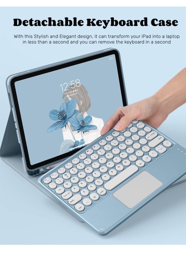 Detachable Bluetooth Keyboard Case with Touchpad for Galaxy Tab S9 Plus 12.4" Tablet (2023) - Leather Folio Cover for SM-X810/X816B/X818U Models