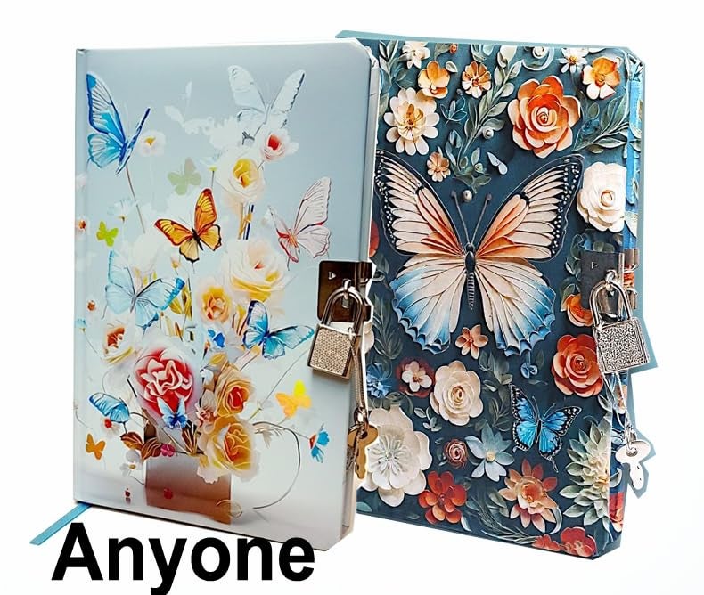 TECHNOCHITRA Aesthetic Butterfly & Flowers Lock Diary for Girls | Secret Journal with Lock & Key | Premium Stationery Gift Set for Kids, Teens & Women - Image 2