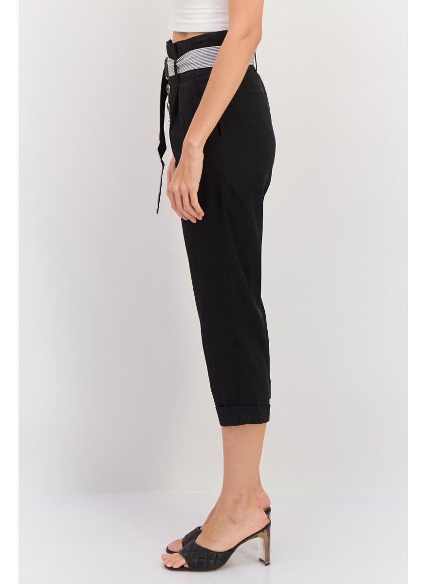 ONLY - Women Regular Fit Solid Capri Pants, Black - Image 1