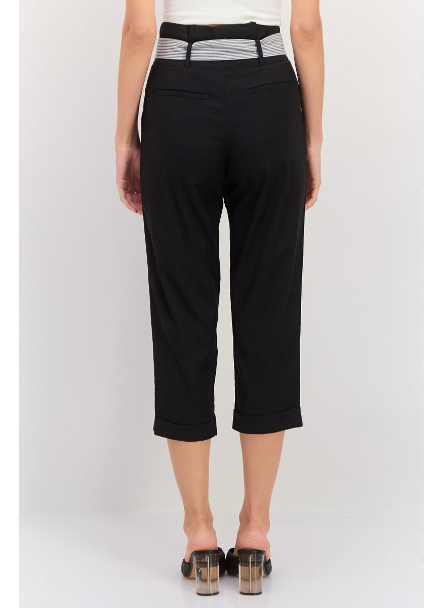 ONLY - Women Regular Fit Solid Capri Pants, Black - Image 1