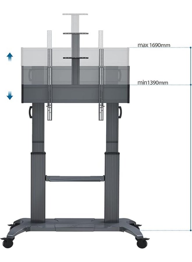 NB North Bayou Mobile TV Cart CF100-B – Heavy Duty Rolling TV Stand with Wheels for 60–100 Inch Screens, Supports up to 200 lbs - Image 2