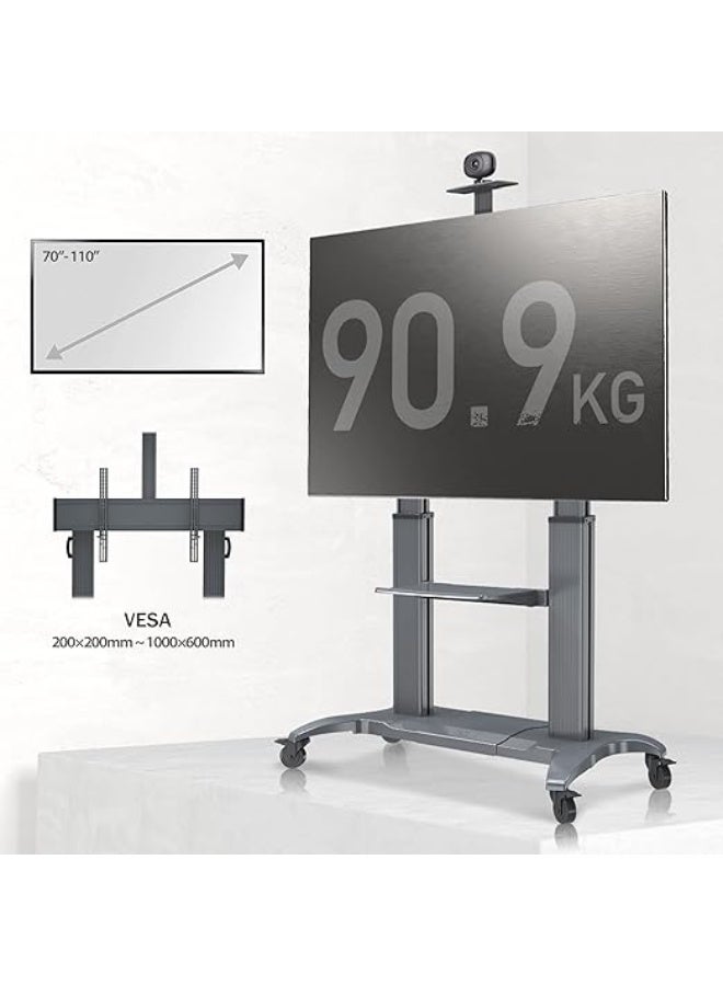 NB North Bayou Mobile TV Cart CF100-B – Heavy Duty Rolling TV Stand with Wheels for 60–100 Inch Screens, Supports up to 200 lbs - Image 4