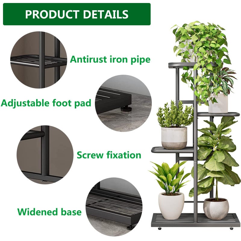 LINZINAR Plant Stand Indoor Outdoor Corner 4 Tier Metal Plant Shelf Patio Plant Rack for Garden Corner Balcony Living Room - Image 4