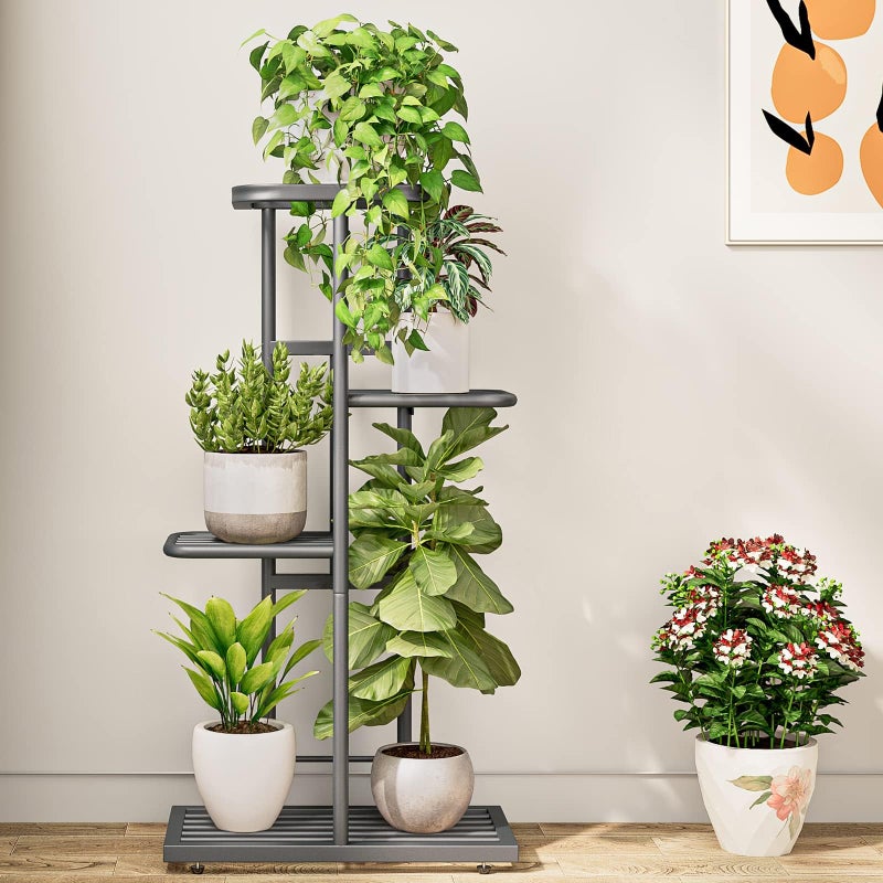 LINZINAR Plant Stand Indoor Outdoor Corner 4 Tier Metal Plant Shelf Patio Plant Rack for Garden Corner Balcony Living Room - Image 3