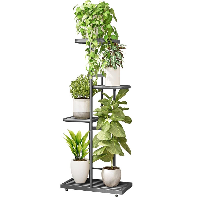 LINZINAR Plant Stand Indoor Outdoor Corner 4 Tier Metal Plant Shelf Patio Plant Rack for Garden Corner Balcony Living Room - Image 1