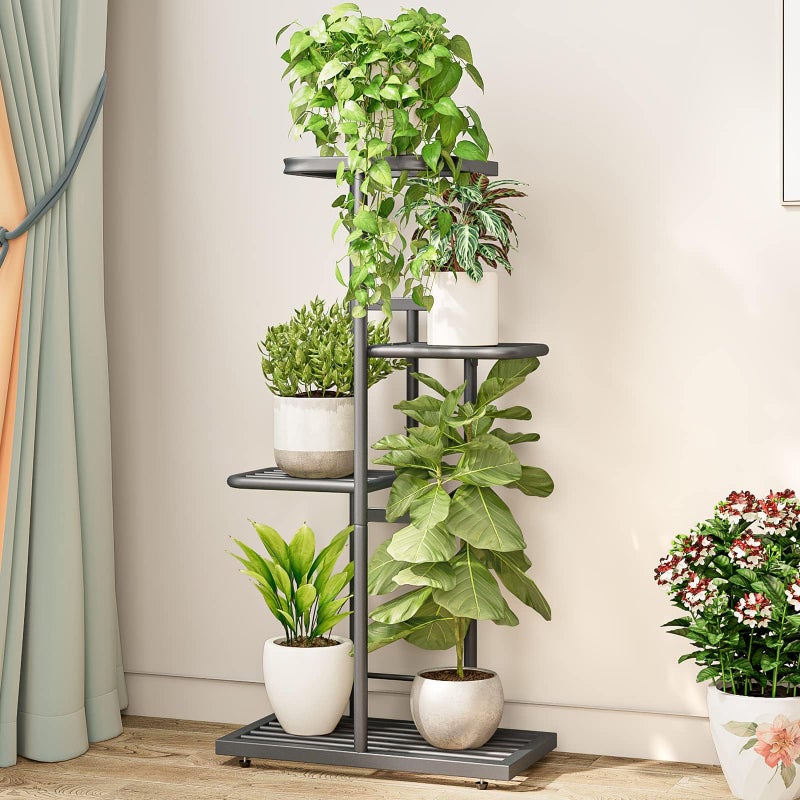 LINZINAR Plant Stand Indoor Outdoor Corner 4 Tier Metal Plant Shelf Patio Plant Rack for Garden Corner Balcony Living Room - Image 2