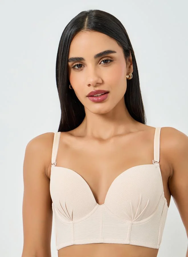 Take Two Nude Solid Longline Padded Wired Bra