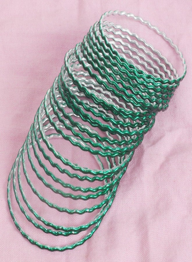 Touchstone NEW! Touchstone Indian Bollywood Handcrafted Attractive Zigzag Pattern Vibrant Green Color Wrist Enhancer Elegant Designer Jewelry Bracelets Bangle. Set Of 24 For Women. - Image 3