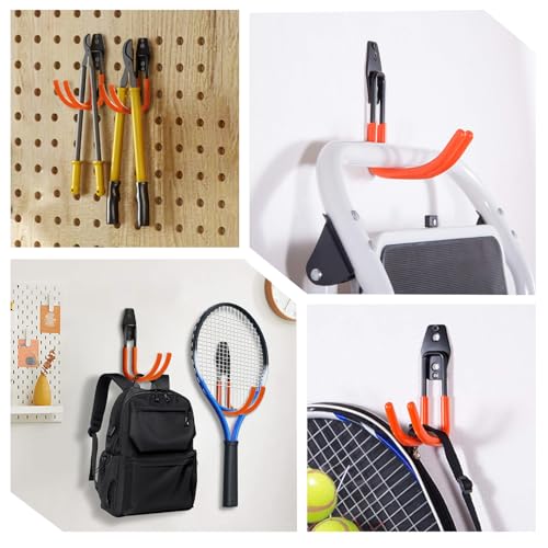 GeeWatom Garage Storage Utility Hooks，Garage Garden Tool Organizer，Steel Wall Mount Hooks, Large Garden U Hooks （2 Pack） (Type-2-Orange) - Image 4