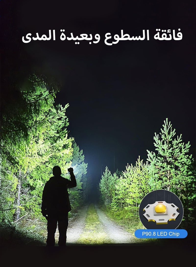 عربست كشافات LED قابلة للشحن قابلة لإعادة الشحن P70 مصباح يدوي P70 عالي اللمعان فائق السطوع مصباح يدوي قوي للغاية 5 أوضاع إضاءة IPX6 مقاوم للماء 26650 بطارية 26650 للتخييم في الهواء الطلق والتنزه في الهواء الطلق  - Image 4