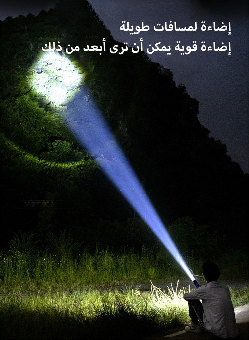 عربست كشافات LED قابلة للشحن قابلة لإعادة الشحن P70 مصباح يدوي P70 عالي اللمعان فائق السطوع مصباح يدوي قوي للغاية 5 أوضاع إضاءة IPX6 مقاوم للماء 26650 بطارية 26650 للتخييم في الهواء الطلق والتنزه في الهواء الطلق  - Image 3