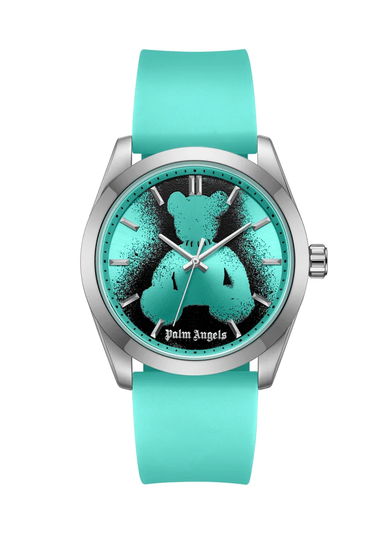 Palm Angels Uno Aqua-Black Dial Aqua Silicone Strap Analog Watch for Men, 42mm
