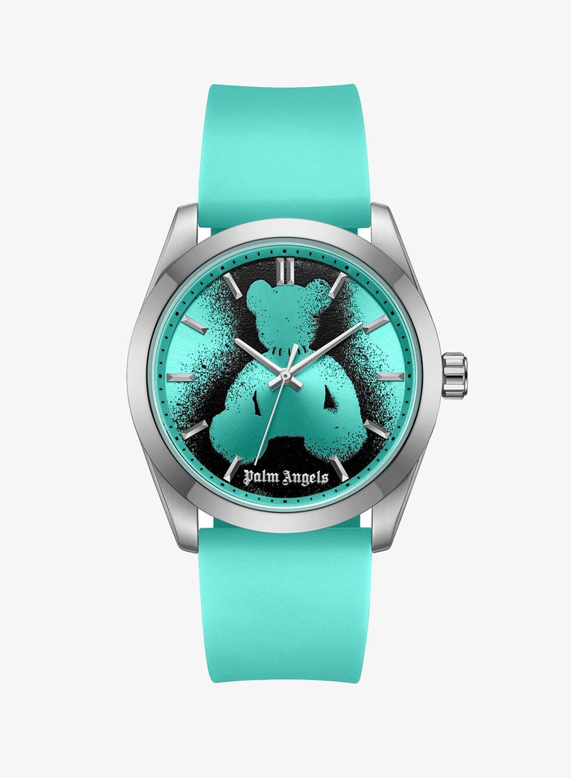 Palm Angels Uno Aqua-Black Dial Aqua Silicone Strap Analog Watch for Men, 42mm - Image 1