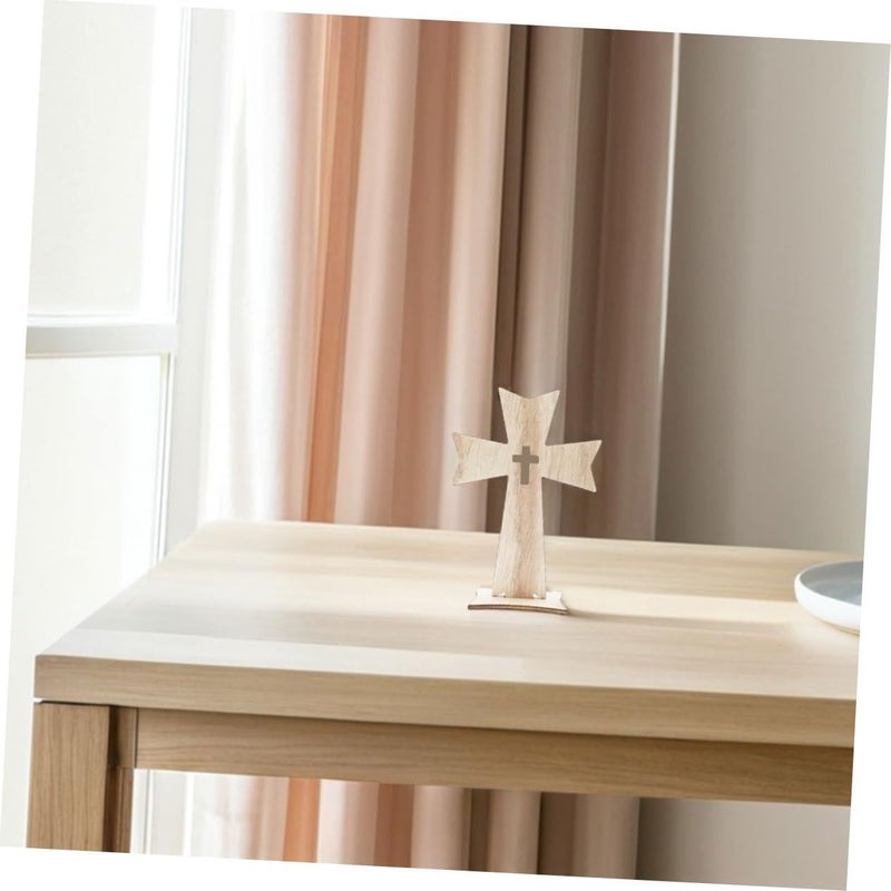 Wooden Cross Ornaments 5 Pcs Rustic Blank Cutouts for DIY Religious Decorations - Image 5