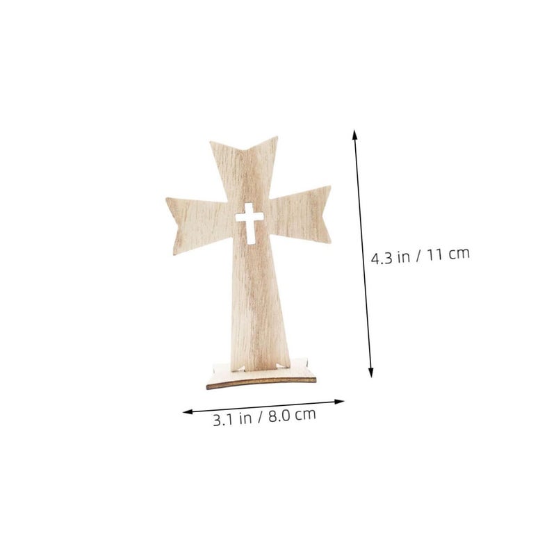 Wooden Cross Ornaments 5 Pcs Rustic Blank Cutouts for DIY Religious Decorations - Image 3