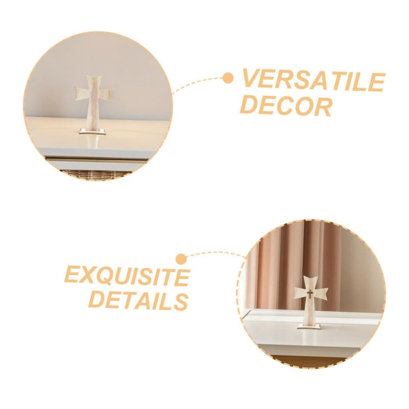 Wooden Cross Ornaments 5 Pcs Rustic Blank Cutouts for DIY Religious Decorations - Image 4