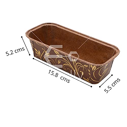 Esslly Bake n Serve Paper Loaf Pan | Perfect for 250g Bakes | Elegant Brown Floret Design | Dimensions: 158x55x52mm | Pack of 30 | Ideal for Baking & Serving! - Image 3