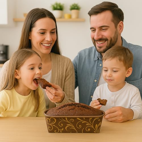 Esslly Bake n Serve Paper Loaf Pan | Perfect for 250g Bakes | Elegant Brown Floret Design | Dimensions: 158x55x52mm | Pack of 30 | Ideal for Baking & Serving! - Image 5